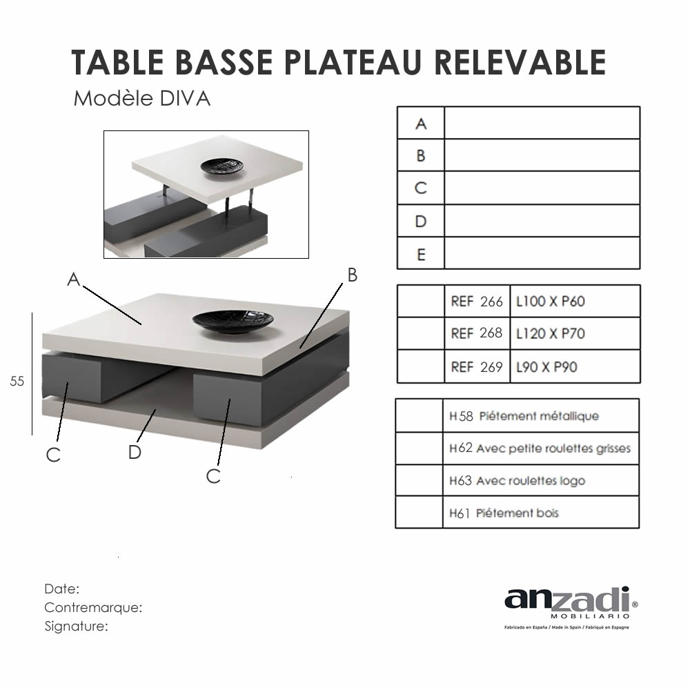 Table Basse Relevable DIVA – Image 10