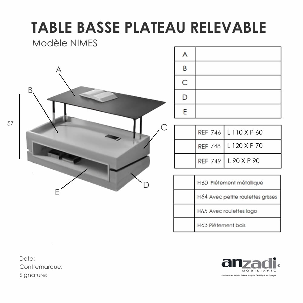 Table Basse Relevable NIMES – Image 5