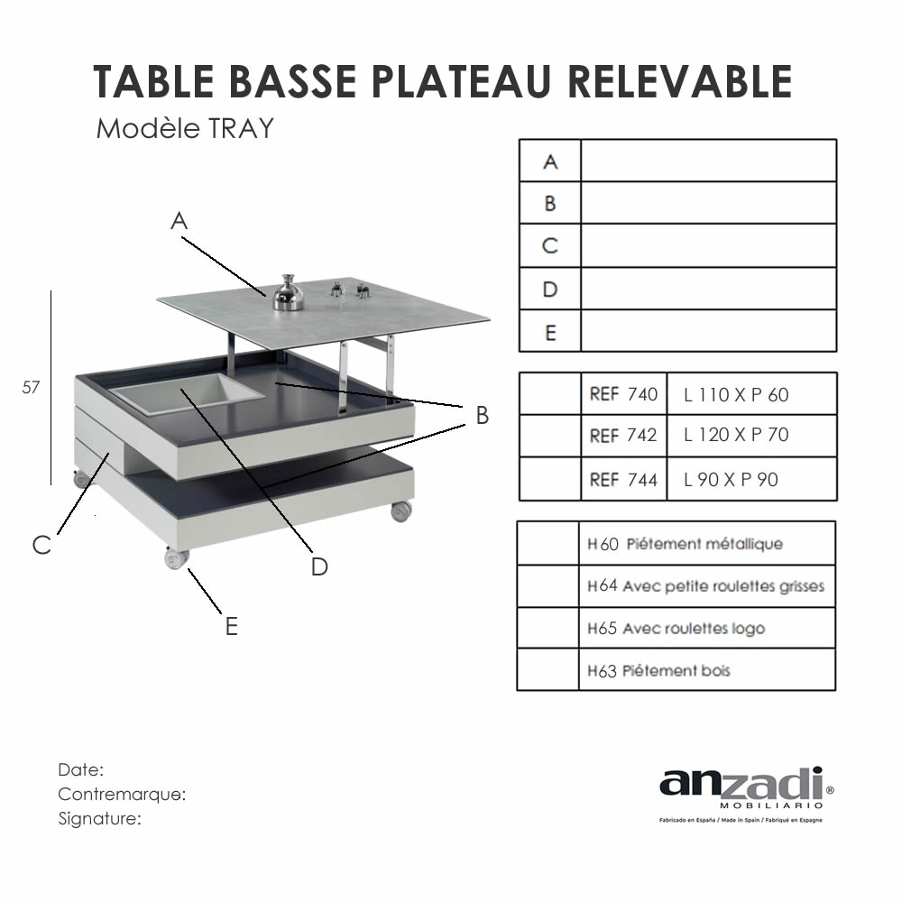 Table Basse Relevable TRAY – Image 9