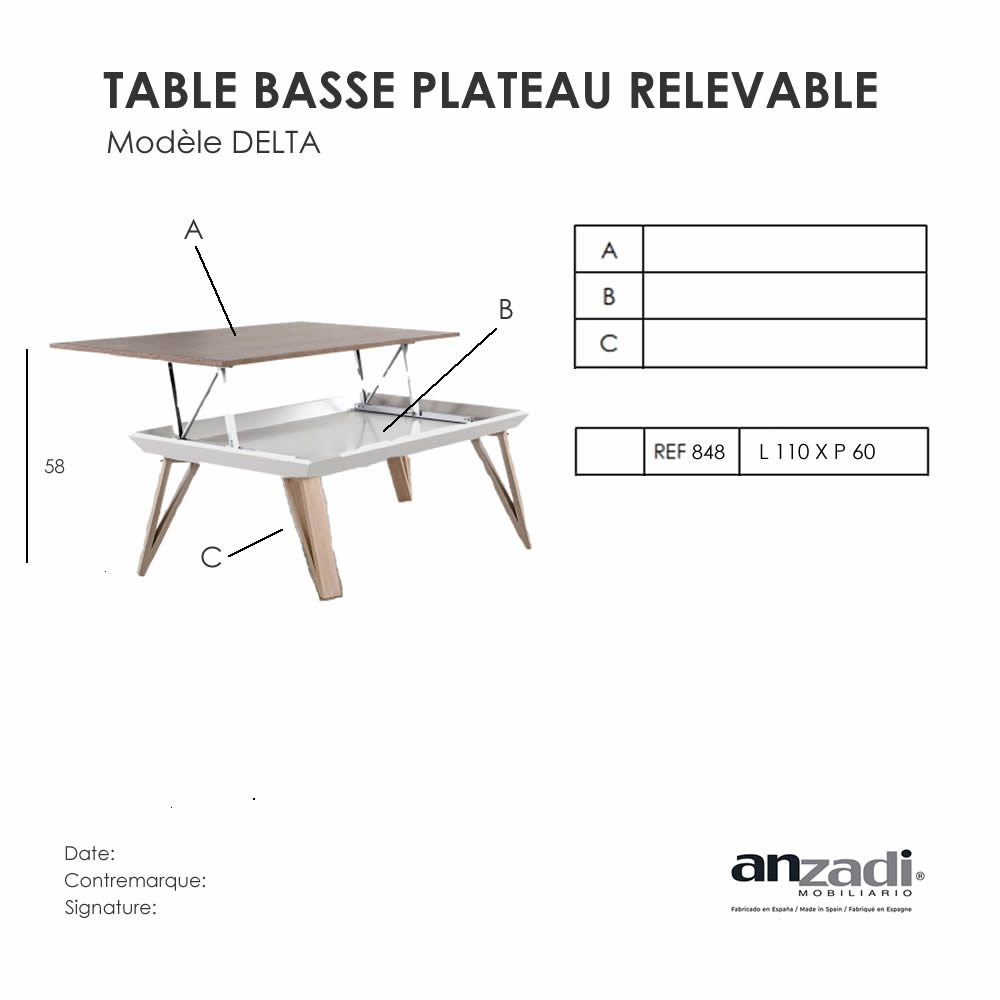 Table Basse Relevable DELTA – Image 6