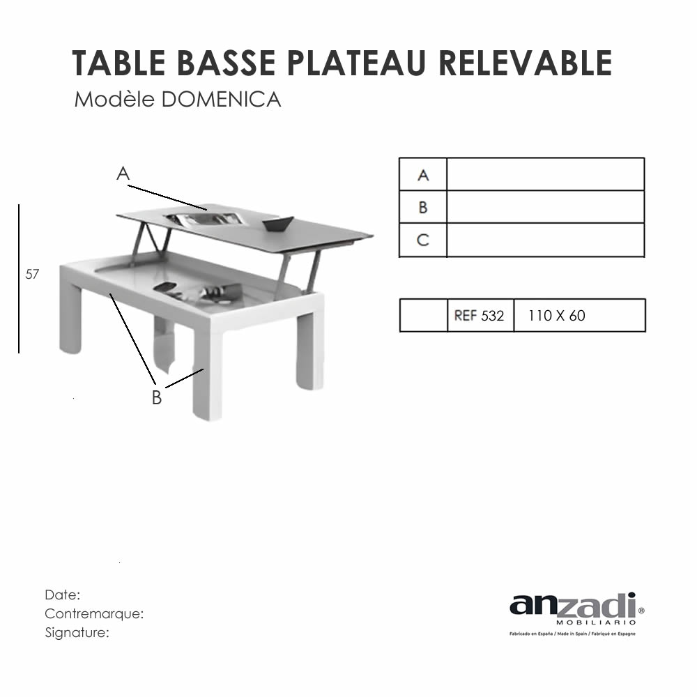 Table Basse Relevable DOMENICA – Image 7