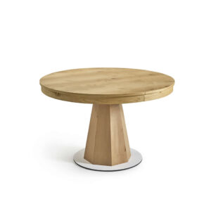 Table de repás ronde Tamis avec un allonge central de 40-50 cm optionale
